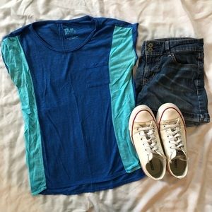 Two-toned Shirt with Vertical Colour Block Stripes